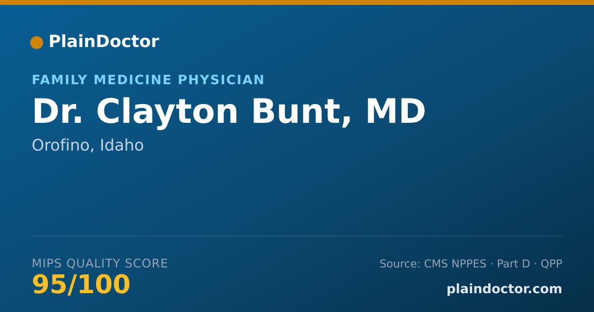 Shareable card for Clayton Bunt, MD - Family Medicine Physician, Orofino, ID