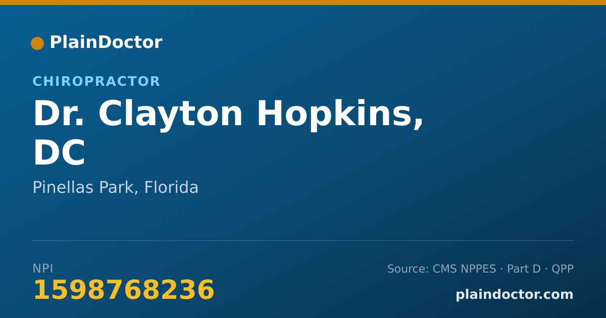 Shareable card for Clayton Hopkins, DC - Chiropractor, Pinellas Park, FL