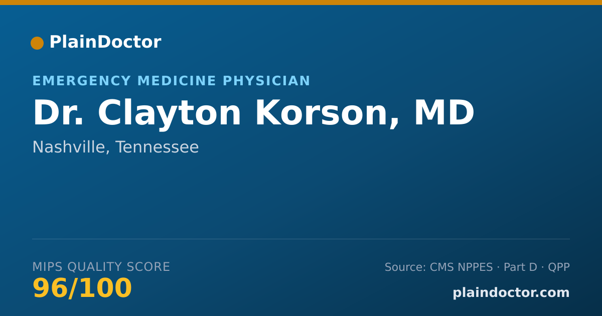 Shareable card for Clayton Korson, MD - Emergency Medicine Physician, Nashville, TN