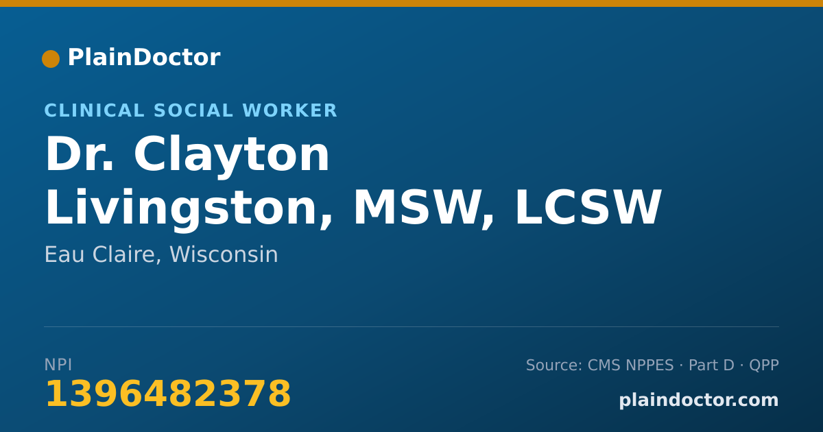 Shareable card for Clayton Livingston, MSW, LCSW - Clinical Social Worker, Eau Claire, WI