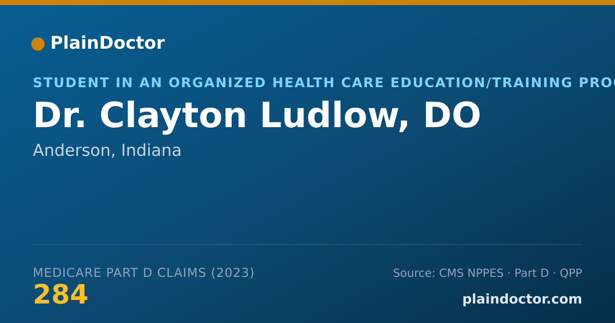 Shareable card for Clayton Ludlow, DO - Student in an Organized Health Care Education/Training Program, Anderson, IN