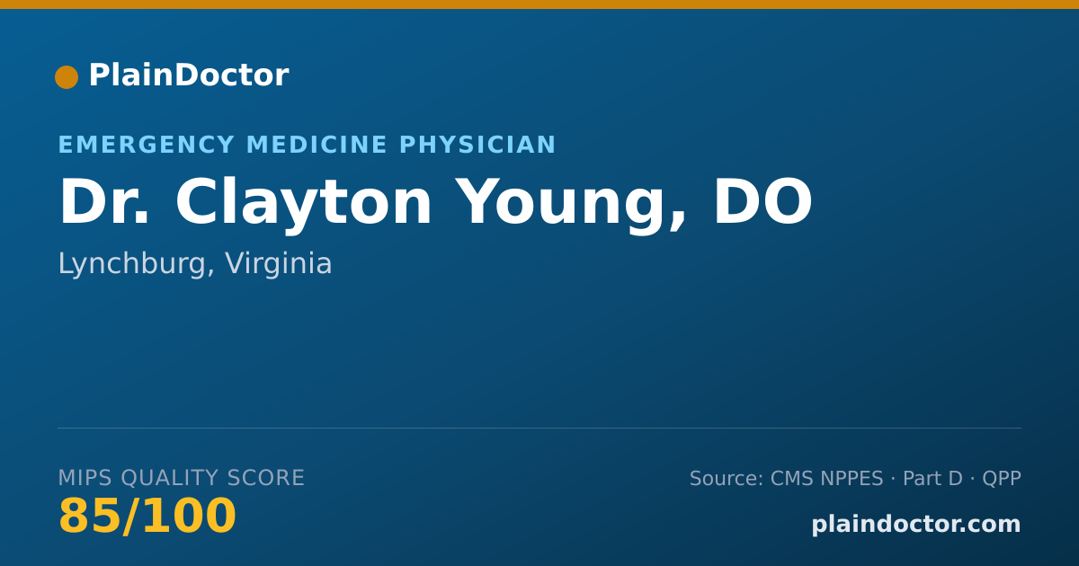Shareable card for Clayton Young, DO - Emergency Medicine Physician, Lynchburg, VA