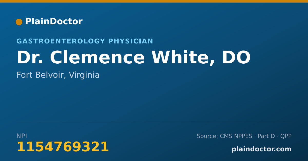 Shareable card for Clemence White, DO - Gastroenterology Physician, Fort Belvoir, VA
