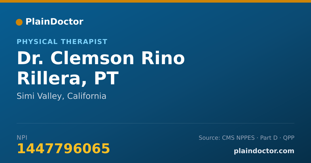 Shareable card for Clemson Rino Rillera, PT - Physical Therapist, Simi Valley, CA