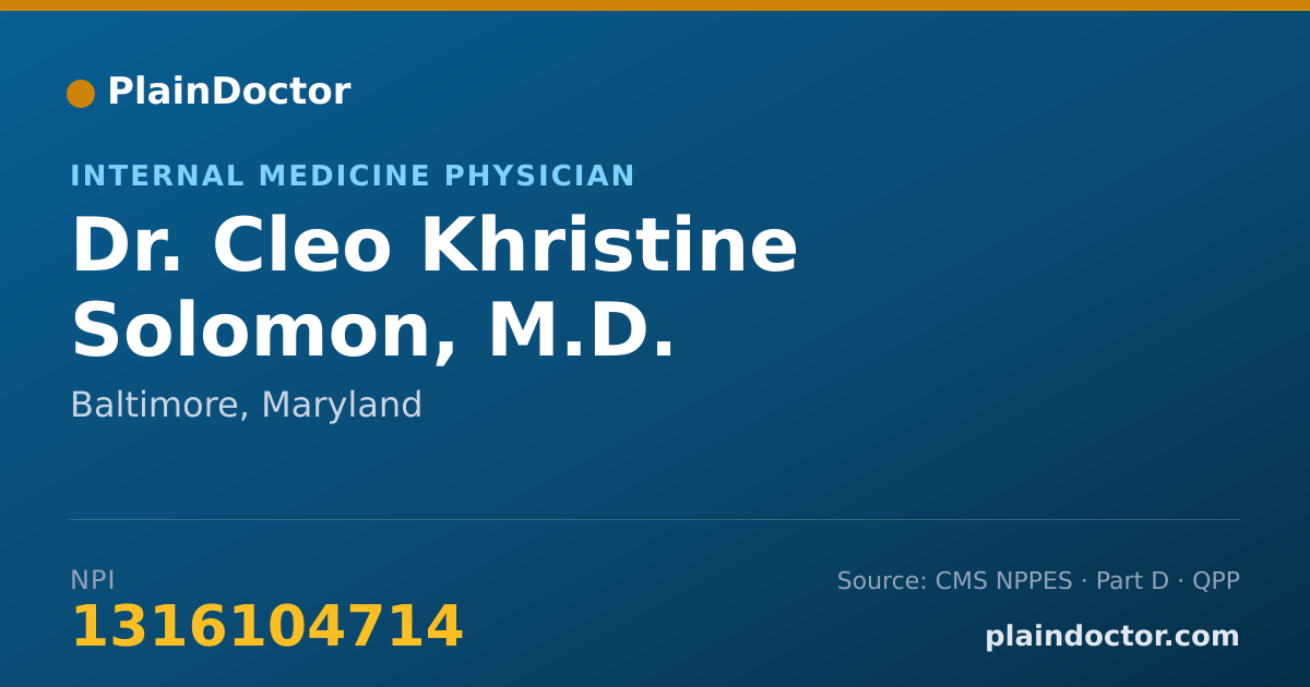 Shareable card for Cleo Khristine Solomon, M.D. - Internal Medicine Physician, Baltimore, MD
