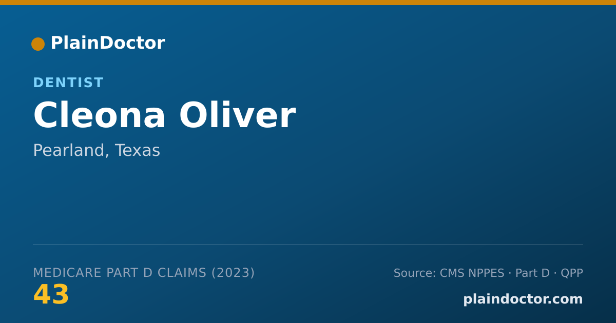 Shareable card for Cleona Oliver - Dentist, Pearland, TX
