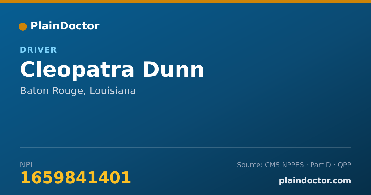 Shareable card for Cleopatra Dunn - Driver, Baton Rouge, LA