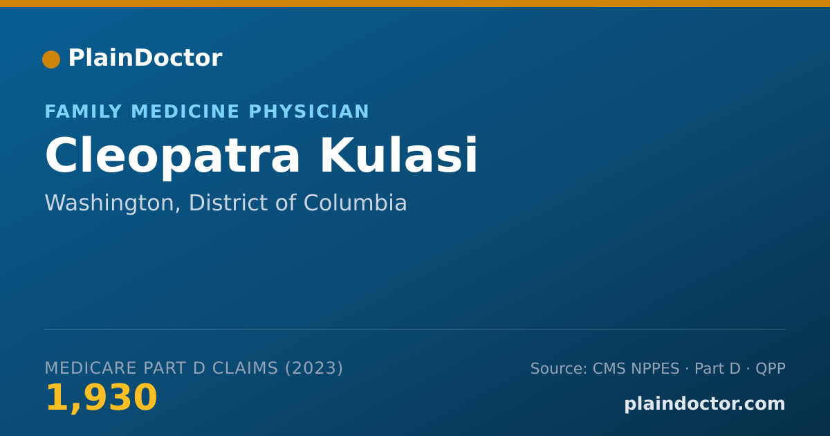 Shareable card for Cleopatra Kulasi - Family Medicine Physician, Washington, DC