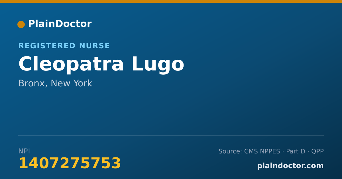 Shareable card for Cleopatra Lugo - Registered Nurse, Bronx, NY