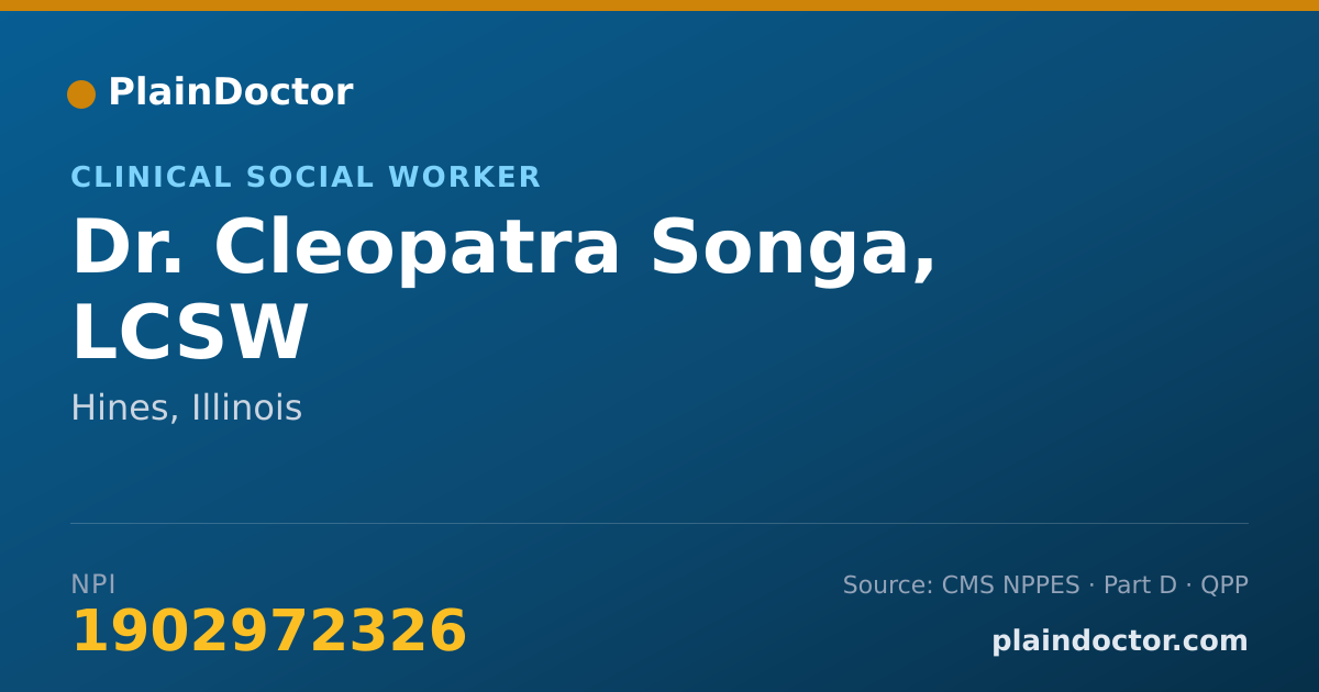 Shareable card for Cleopatra Songa, LCSW - Clinical Social Worker, Hines, IL