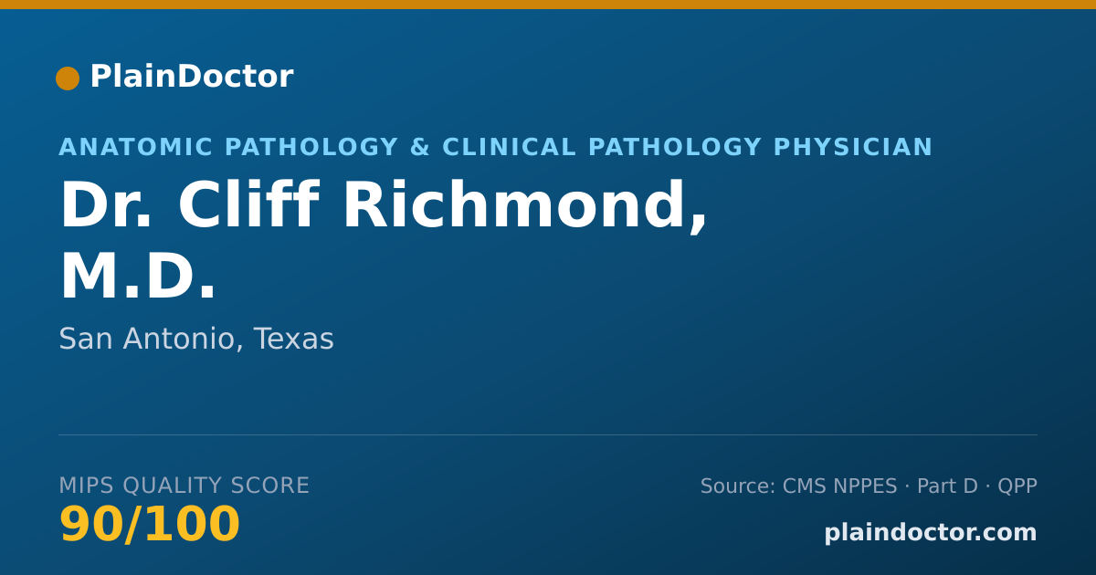 Shareable card for Cliff Richmond, M.D. - Anatomic Pathology & Clinical Pathology Physician, San Antonio, TX