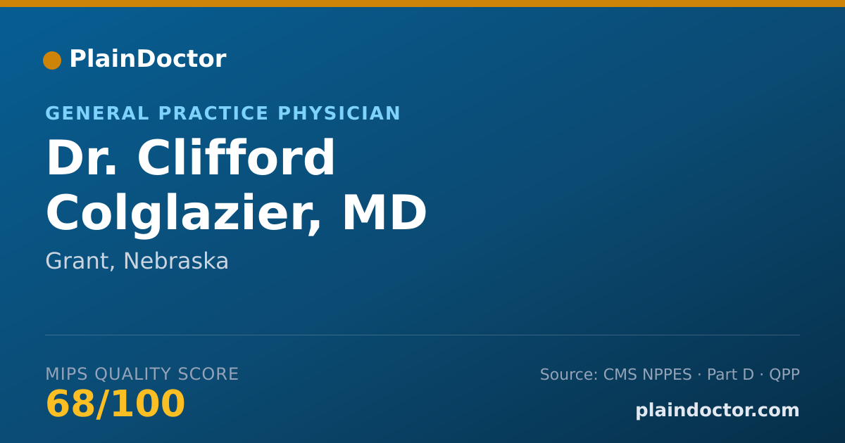 Shareable card for Clifford Colglazier, MD - General Practice Physician, Grant, NE