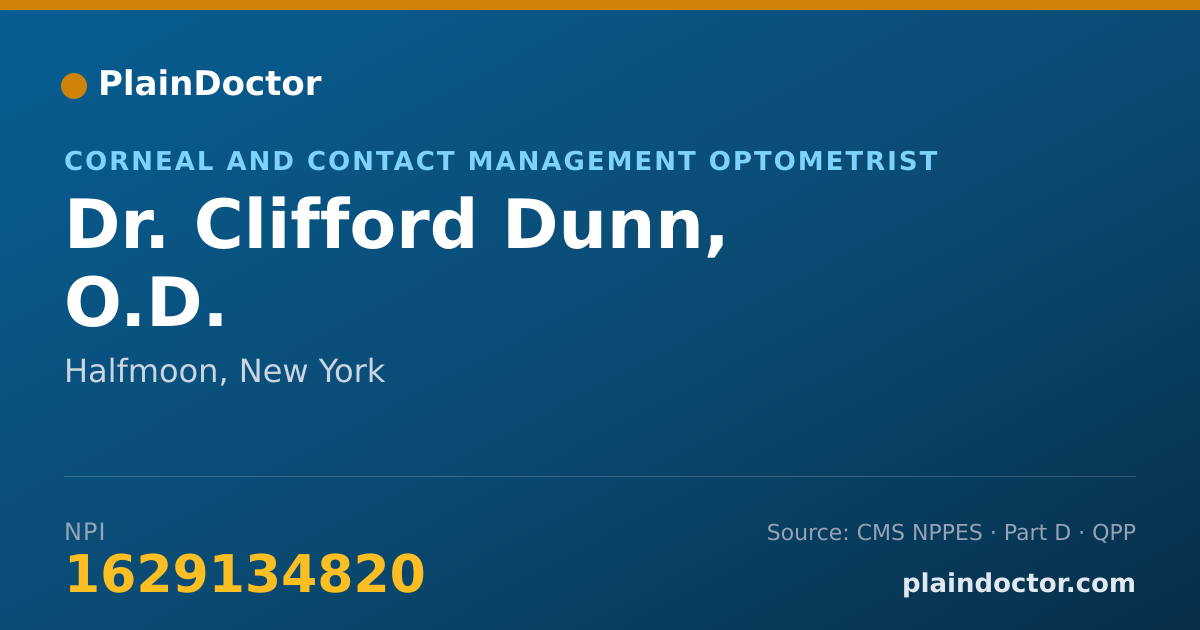 Shareable card for Clifford Dunn, O.D. - Corneal and Contact Management Optometrist, Halfmoon, NY