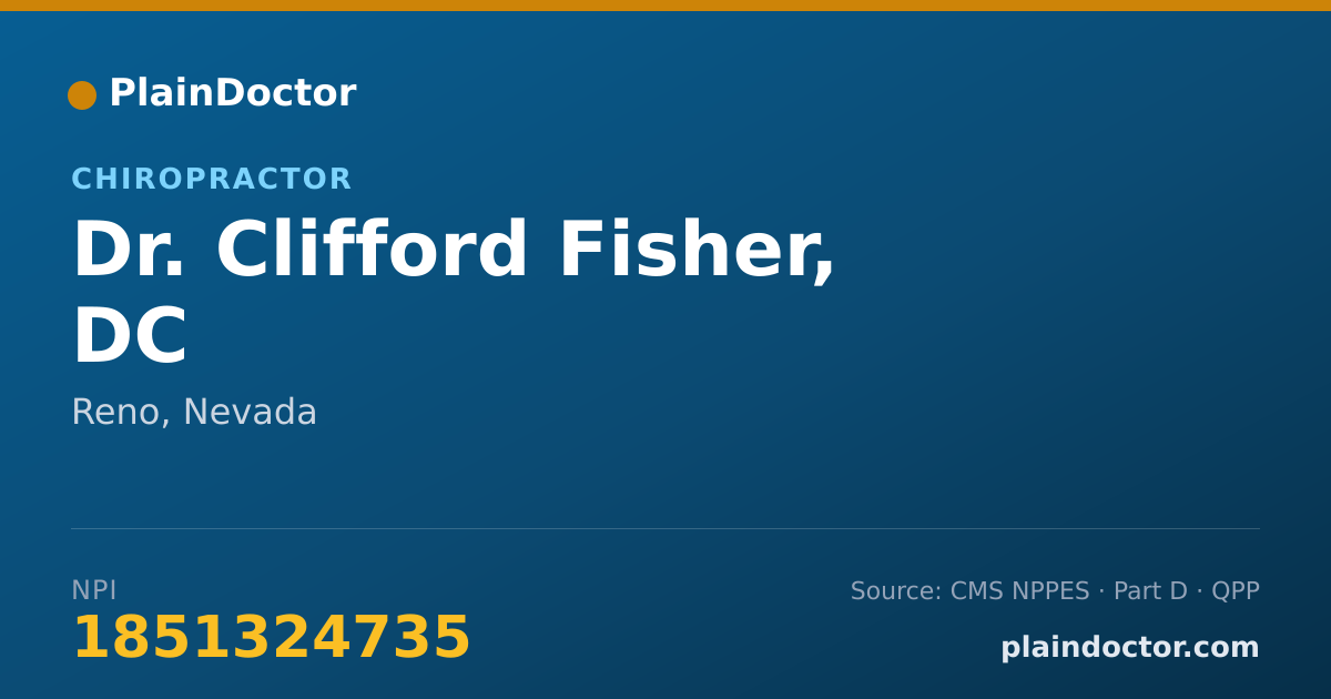 Shareable card for Clifford Fisher, DC - Chiropractor, Reno, NV