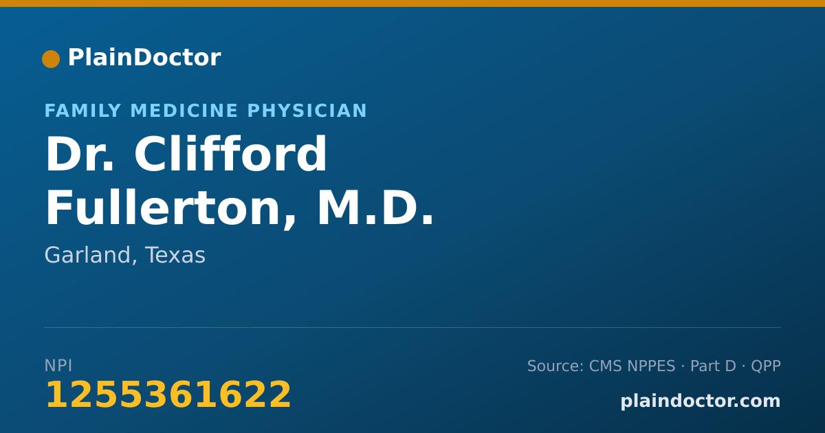 Shareable card for Clifford Fullerton, M.D. - Family Medicine Physician, Garland, TX