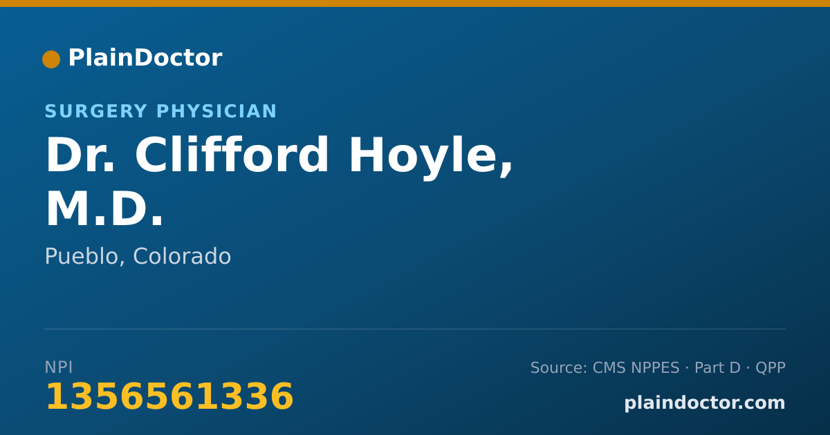 Shareable card for Clifford Hoyle, M.D. - Surgery Physician, Pueblo, CO