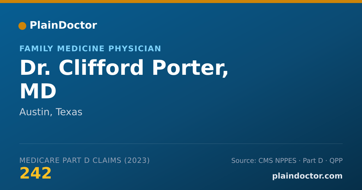 Shareable card for Clifford Porter, MD - Family Medicine Physician, Austin, TX