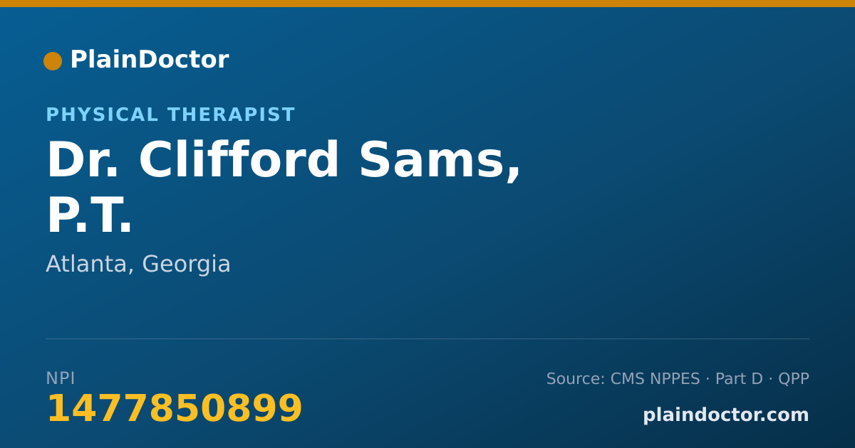Shareable card for Clifford Sams, P.T. - Physical Therapist, Atlanta, GA