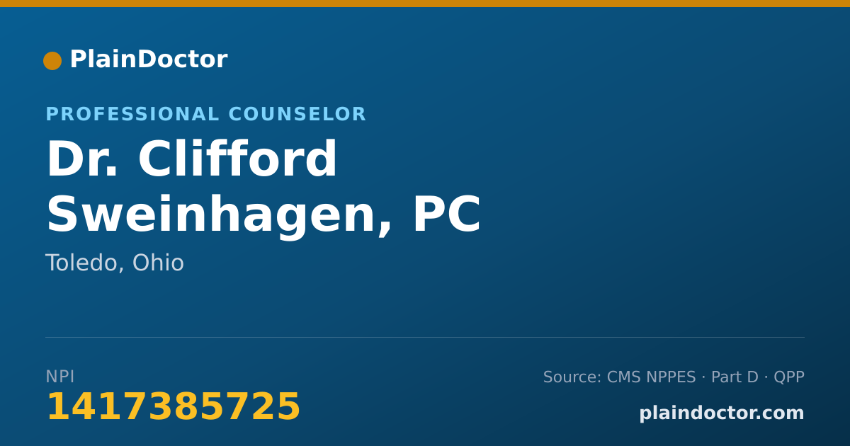 Shareable card for Clifford Sweinhagen, PC - Professional Counselor, Toledo, OH