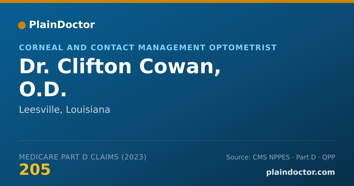 Shareable card for Clifton Cowan, O.D. - Corneal and Contact Management Optometrist, Leesville, LA