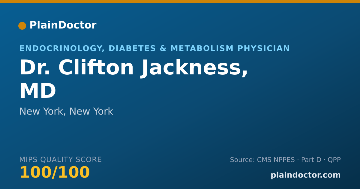 Shareable card for Clifton Jackness, MD - Endocrinology, Diabetes & Metabolism Physician, New York, NY