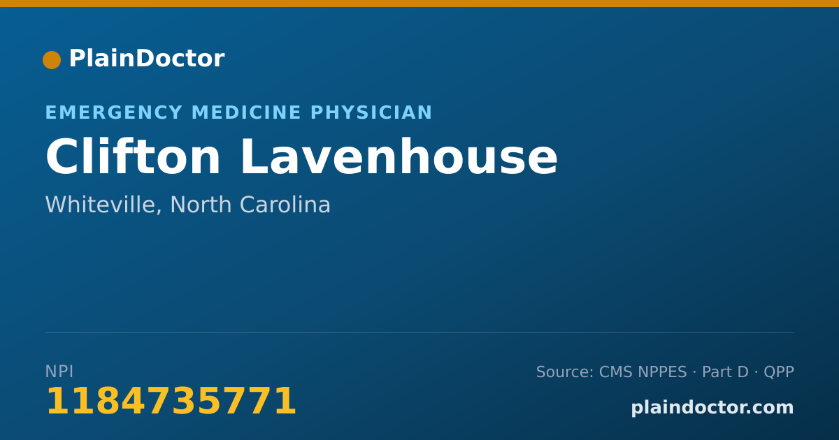 Shareable card for Clifton Lavenhouse - Emergency Medicine Physician, Whiteville, NC