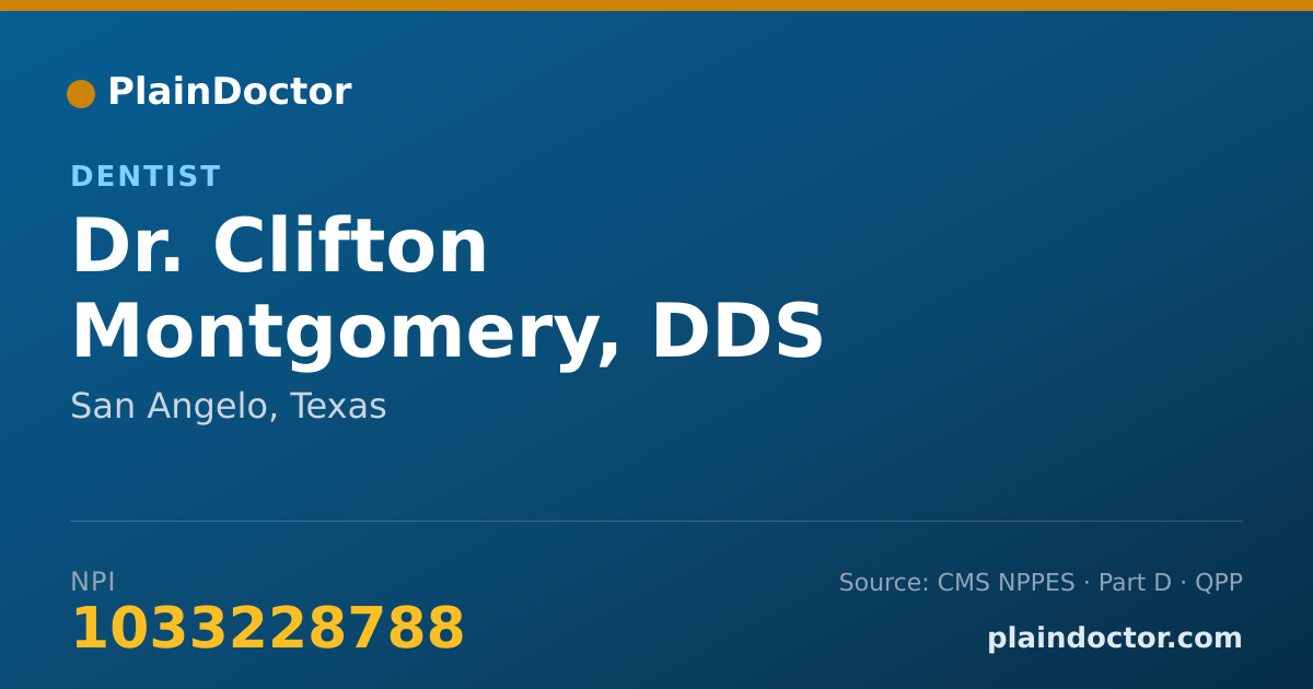 Shareable card for Clifton Montgomery, DDS - Dentist, San Angelo, TX