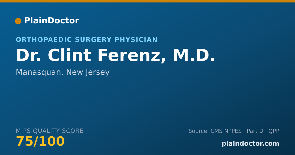 Shareable card for Clint Ferenz, M.D. - Orthopaedic Surgery Physician, Manasquan, NJ