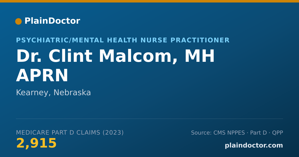Shareable card for Clint Malcom, MH APRN - Psychiatric/Mental Health Nurse Practitioner, Kearney, NE