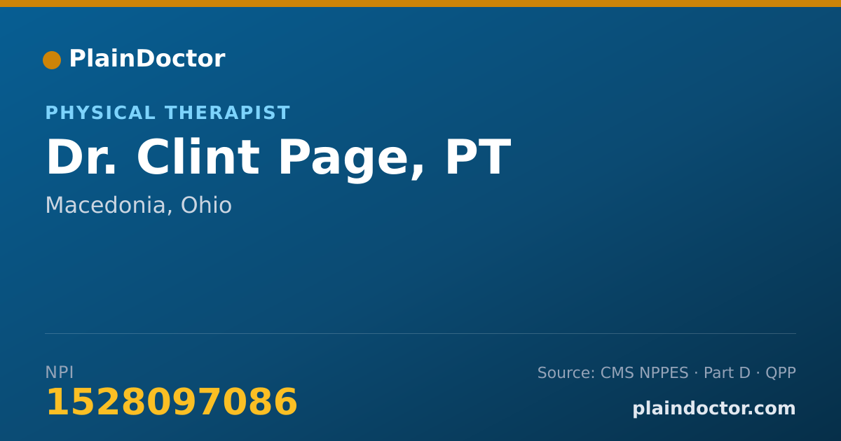 Shareable card for Clint Page, PT - Physical Therapist, Macedonia, OH