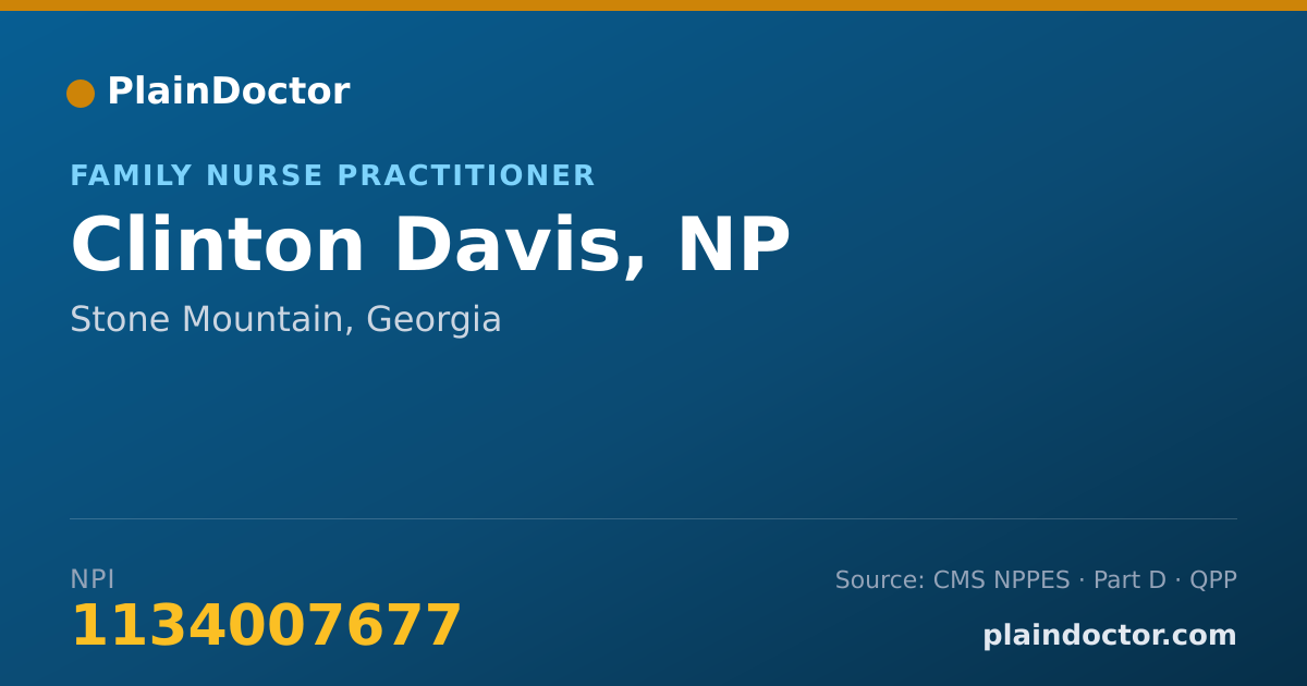 Shareable card for Clinton Davis, NP - Family Nurse Practitioner, Stone Mountain, GA