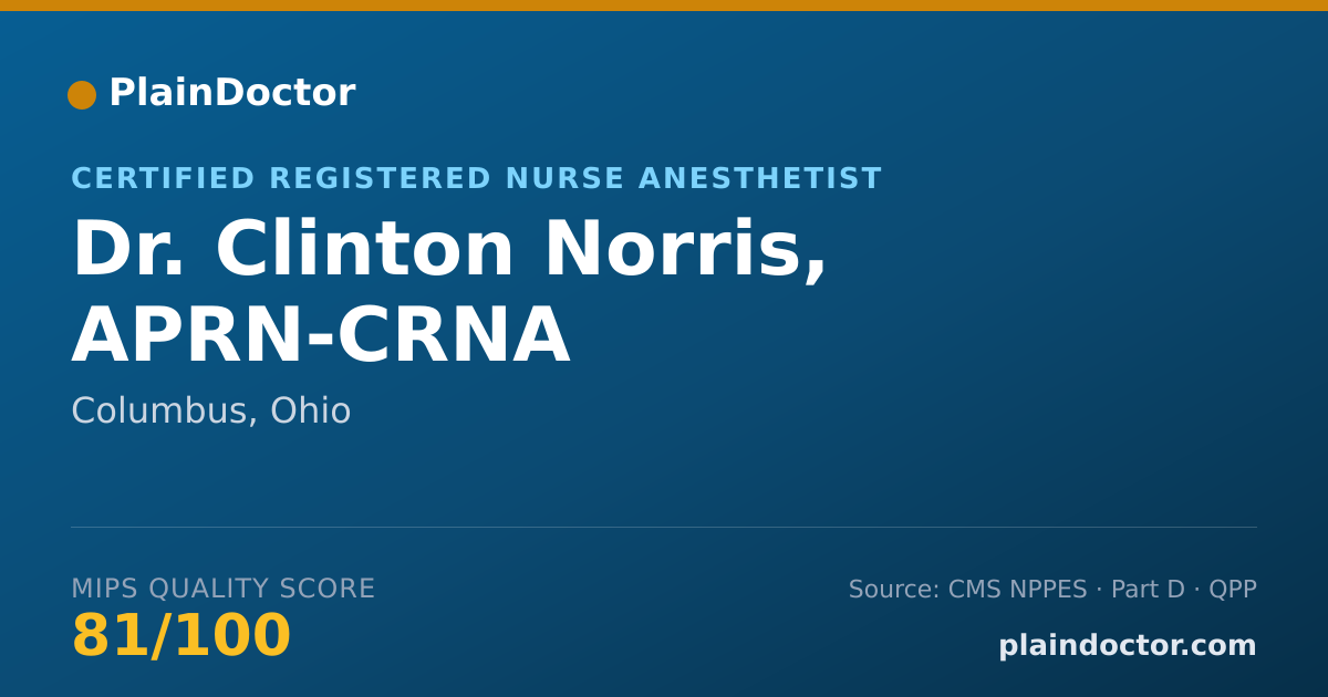 Shareable card for Clinton Norris, APRN-CRNA - Certified Registered Nurse Anesthetist, Columbus, OH