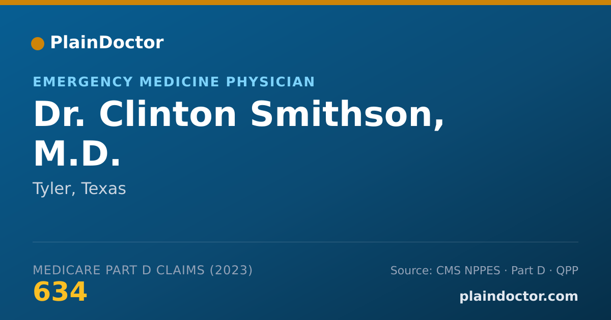 Shareable card for Clinton Smithson, M.D. - Emergency Medicine Physician, Tyler, TX