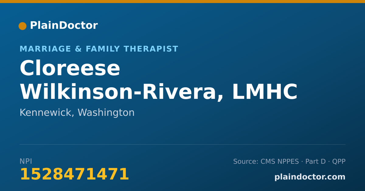 Shareable card for Cloreese Wilkinson-Rivera, LMHC - Marriage & Family Therapist, Kennewick, WA