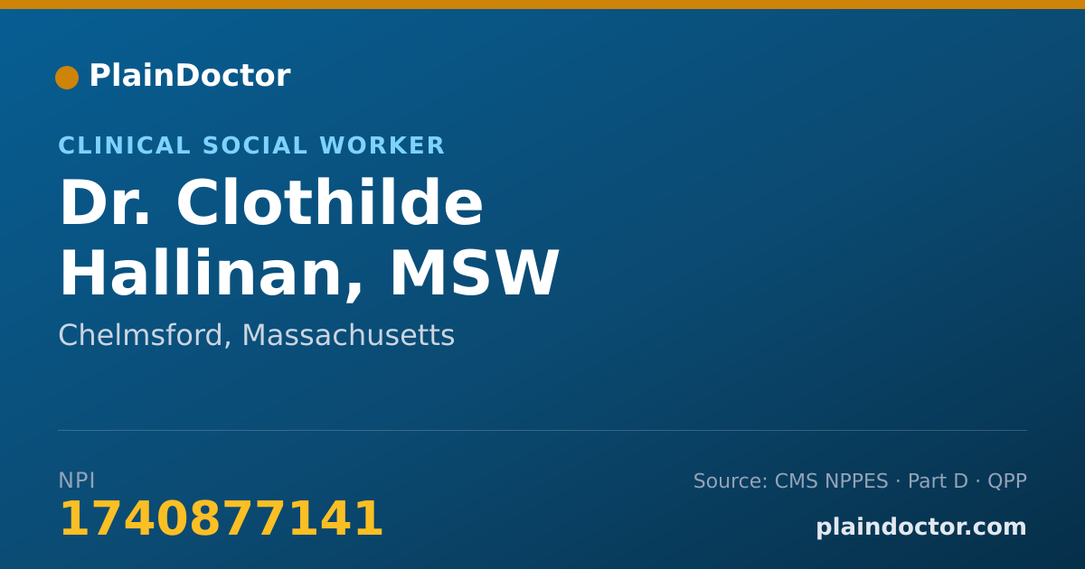 Shareable card for Clothilde Hallinan, MSW - Clinical Social Worker, Chelmsford, MA