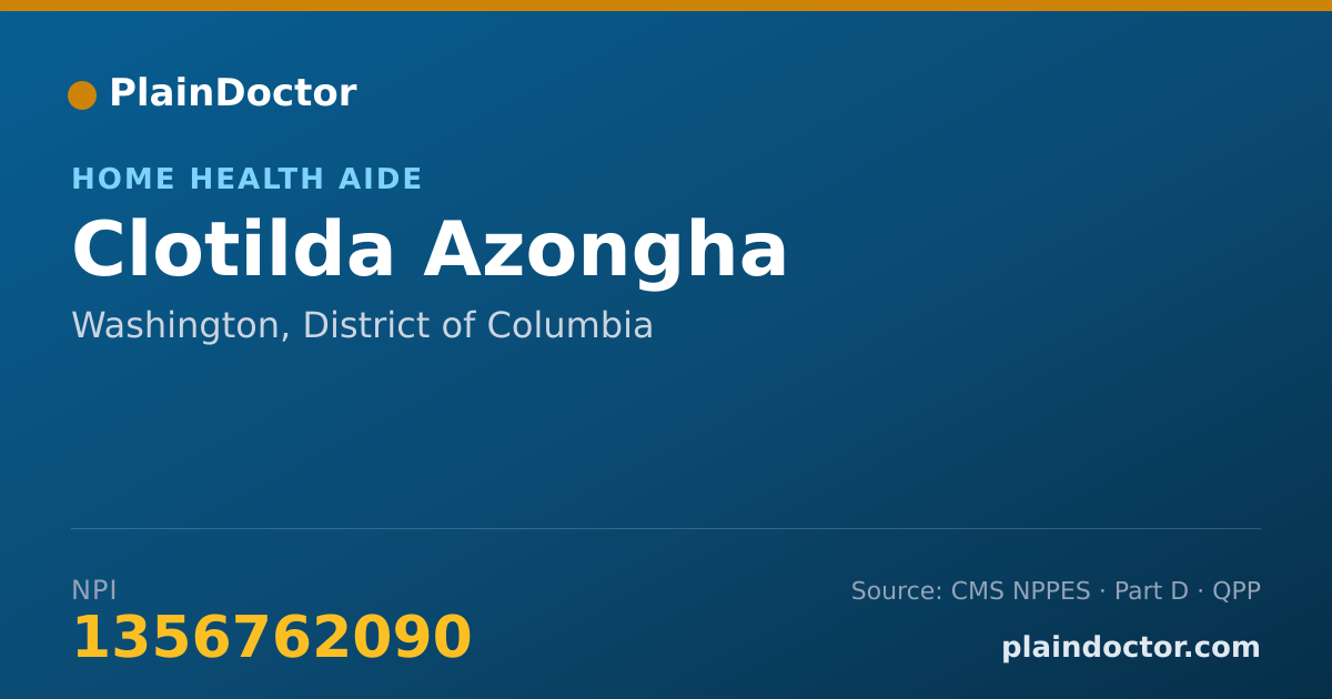 Shareable card for Clotilda Azongha - Home Health Aide, Washington, DC