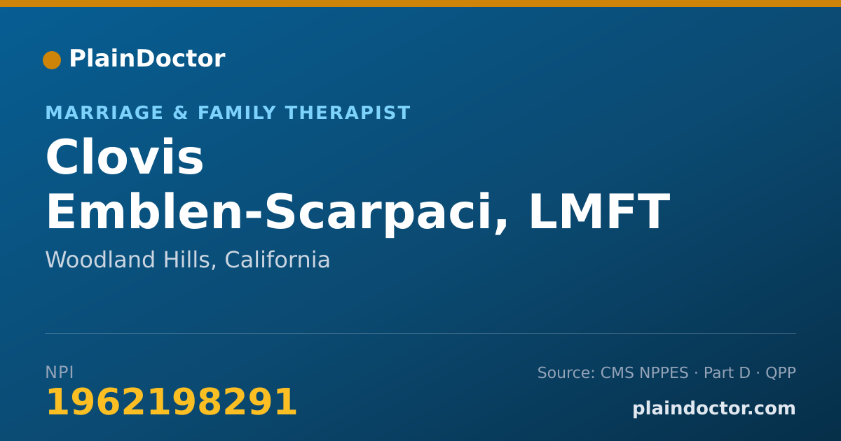 Shareable card for Clovis Emblen-Scarpaci, LMFT - Marriage & Family Therapist, Woodland Hills, CA