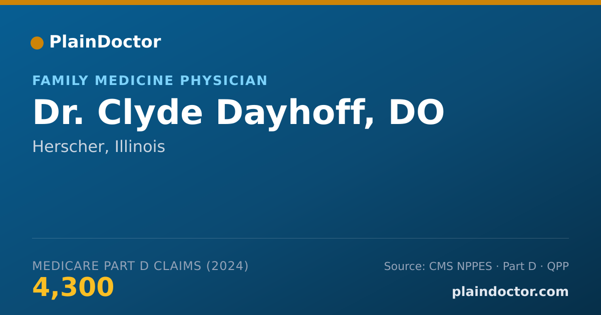 Shareable card for Clyde Dayhoff, DO - Family Medicine Physician, Herscher, IL