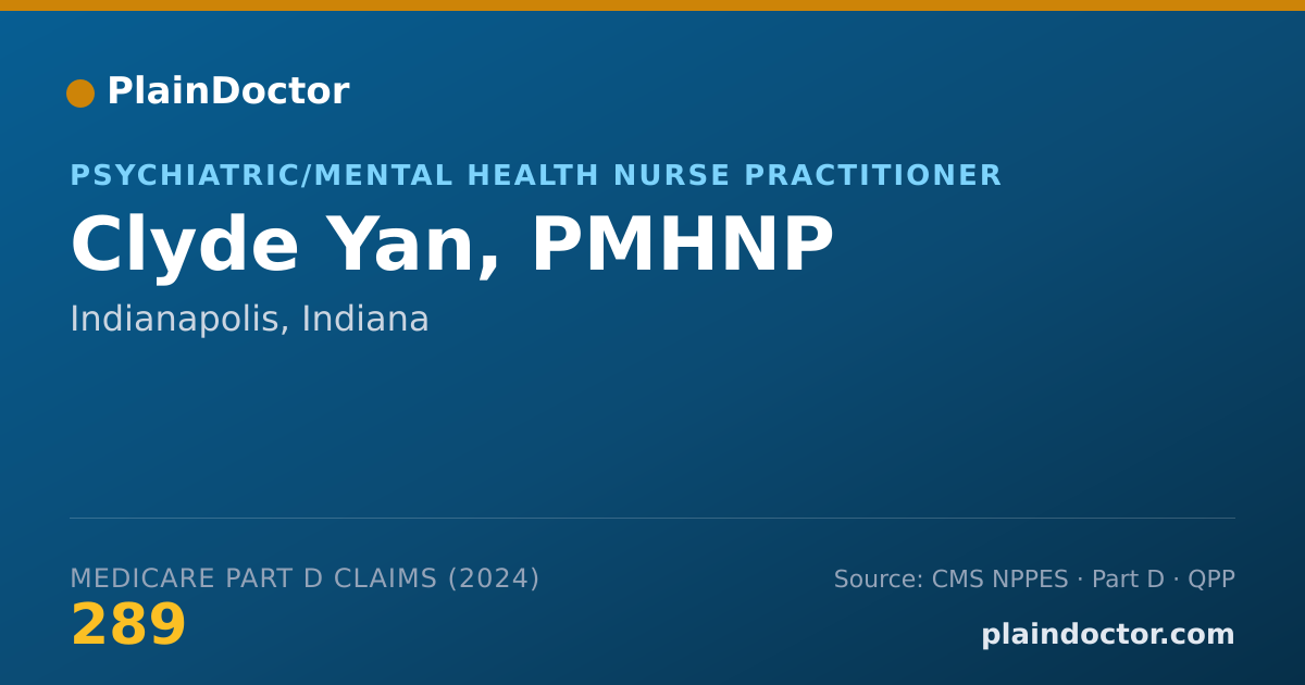 Shareable card for Clyde Yan, PMHNP - Psychiatric/Mental Health Nurse Practitioner, Indianapolis, IN