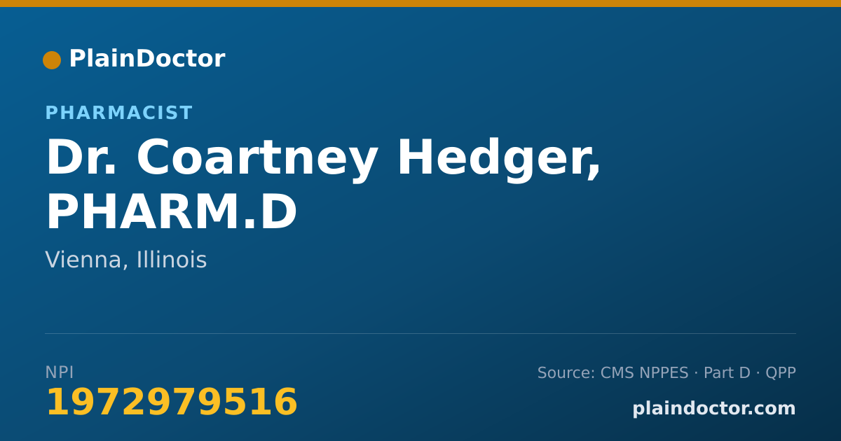 Shareable card for Coartney Hedger, PHARM.D - Pharmacist, Vienna, IL