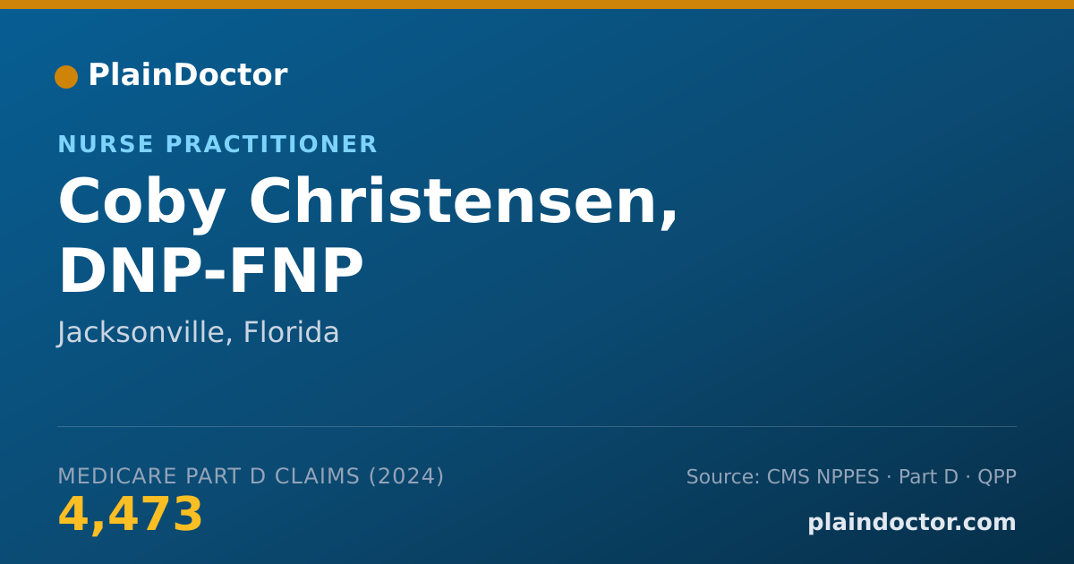 Shareable card for Coby Christensen, DNP-FNP - Nurse Practitioner, Jacksonville, FL