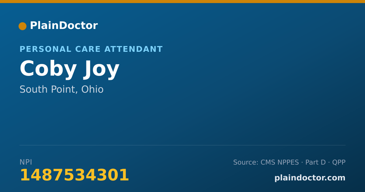 Shareable card for Coby Joy - Personal Care Attendant, South Point, OH