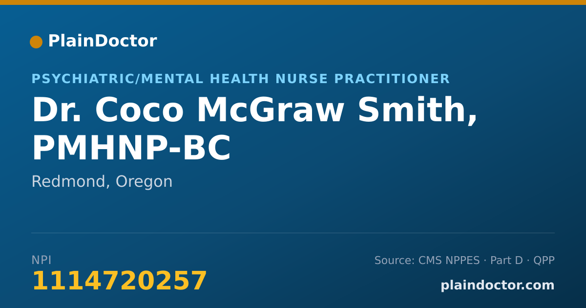 Shareable card for Coco McGraw Smith, PMHNP-BC - Psychiatric/Mental Health Nurse Practitioner, Redmond, OR