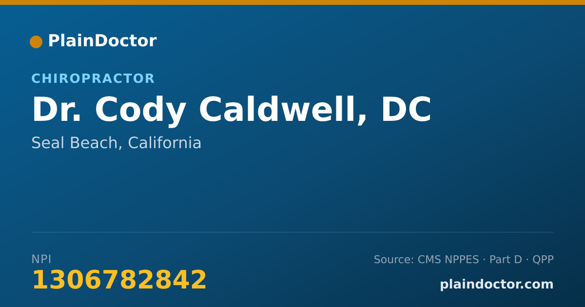 Shareable card for Cody Caldwell, DC - Chiropractor, Seal Beach, CA