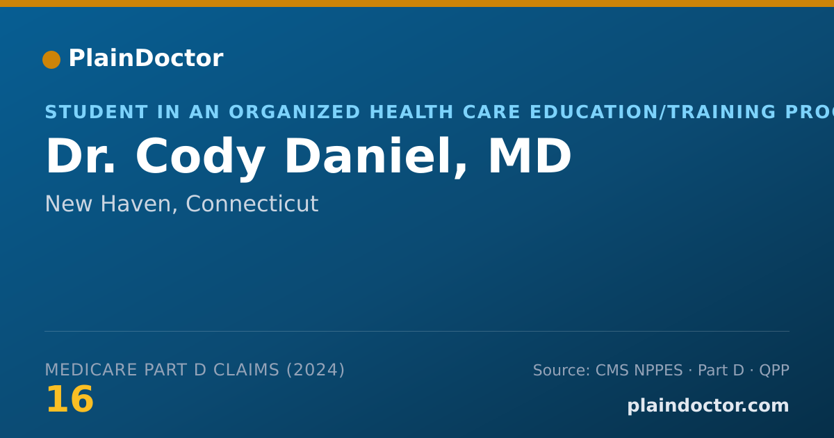 Shareable card for Cody Daniel, MD - Student in an Organized Health Care Education/Training Program, New Haven, CT