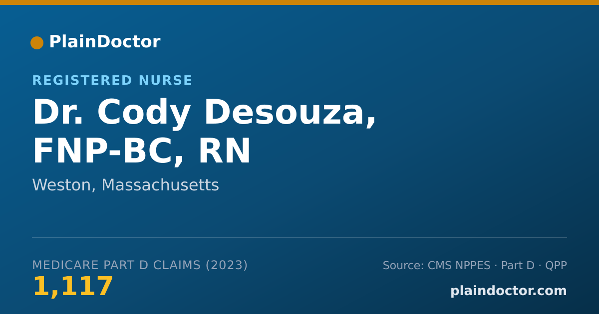 Shareable card for Cody Desouza, FNP-BC, RN - Registered Nurse, Weston, MA