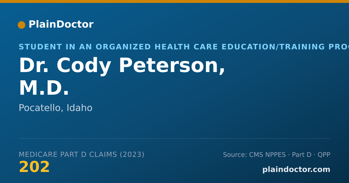 Shareable card for Cody Peterson, M.D. - Student in an Organized Health Care Education/Training Program, Pocatello, ID