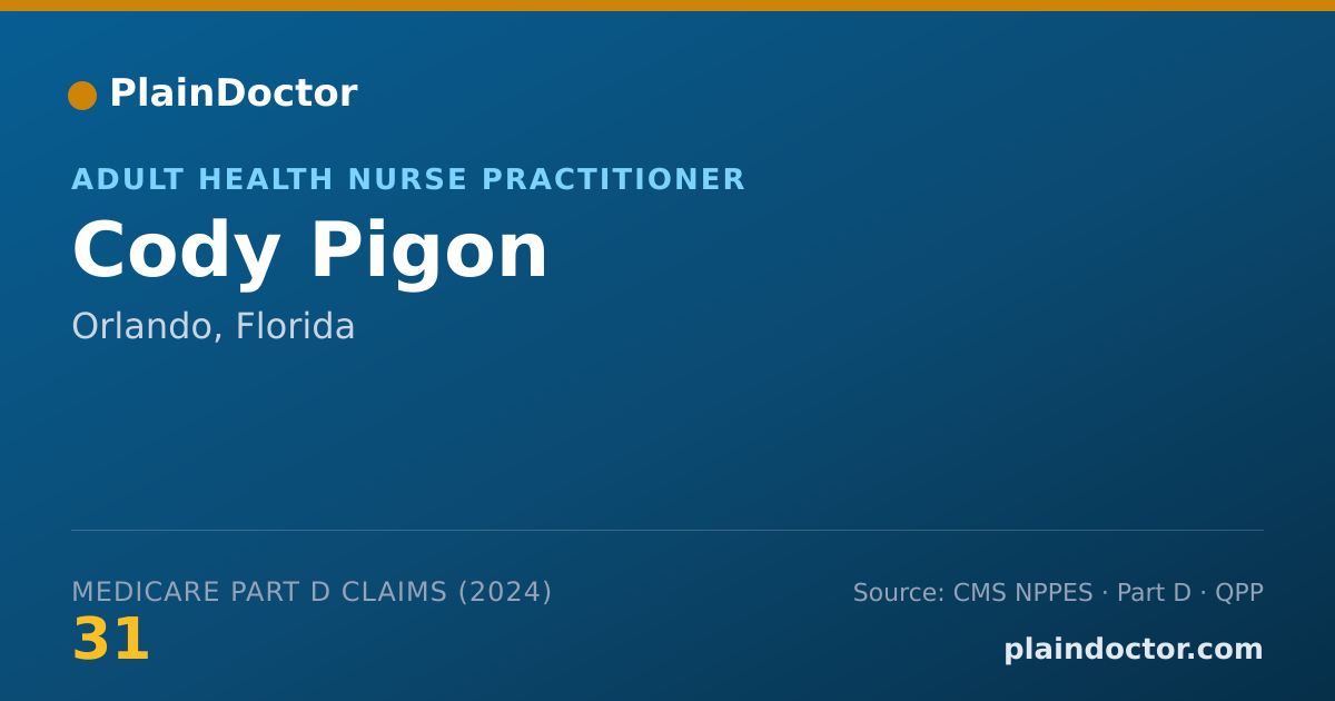 Shareable card for Cody Pigon - Adult Health Nurse Practitioner, Orlando, FL