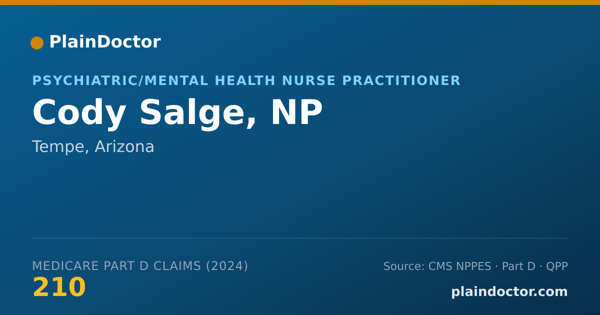 Shareable card for Cody Salge, NP - Psychiatric/Mental Health Nurse Practitioner, Tempe, AZ