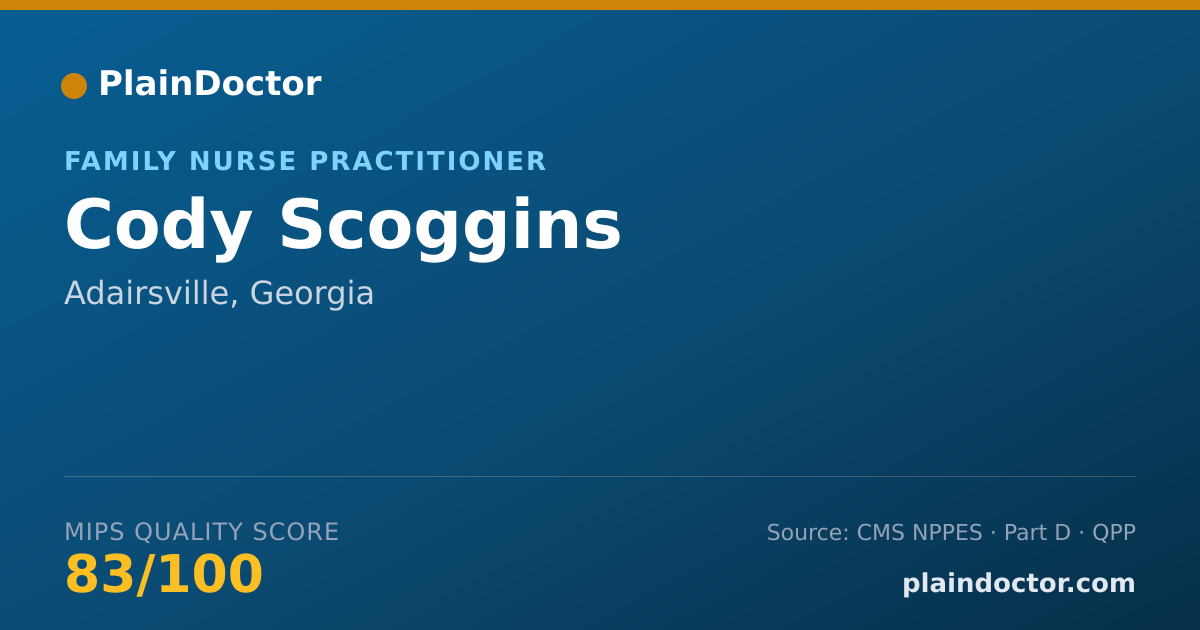 Shareable card for Cody Scoggins - Family Nurse Practitioner, Adairsville, GA